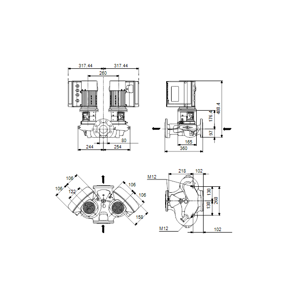In-line circulator pump TPE2 D 80-120-N-A-F-A-BQQE 1x230V PN10 image 3