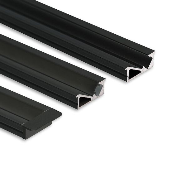 Built-in aluminum profile VE black 24x10mm, black diffusion, 1m image 1