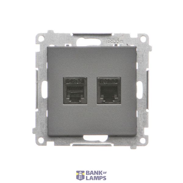 RJ12 double telephone socket, graphite mat image 1