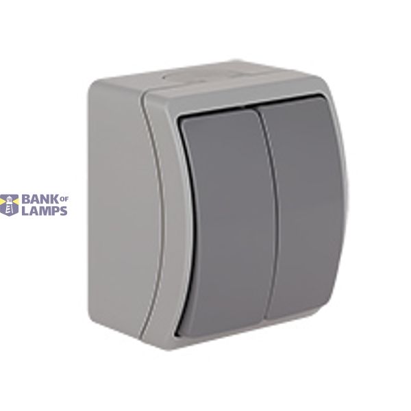 VW-2 Koala Two-Circuit Switch surface mounted IP44 gray/graphite VW 152-08 image 1