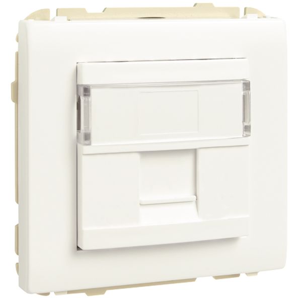 COV RING W/SING SUPPORT F/RJ45 CONNECT WHITE image 1