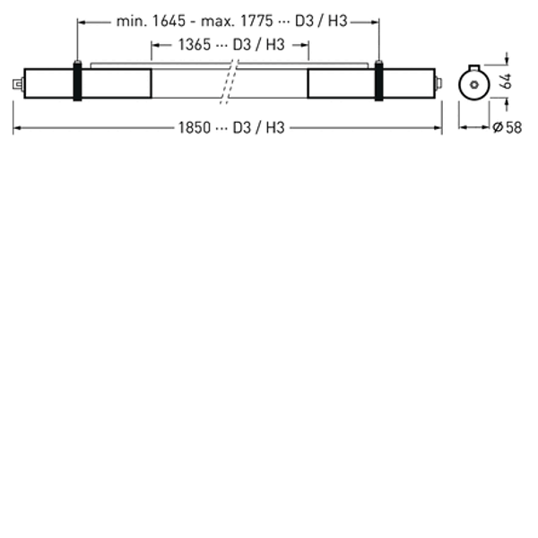 Surface-mounted luminaire So-Tube D Diffuser Black tubular ETDD 21W 3000lm Lambertian (L) IK02 3 SDCM image 1