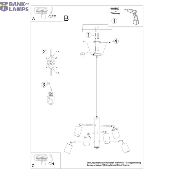 LEMMI CHANDELIER 6 WHITE GU10 6X10W IP20 image 7
