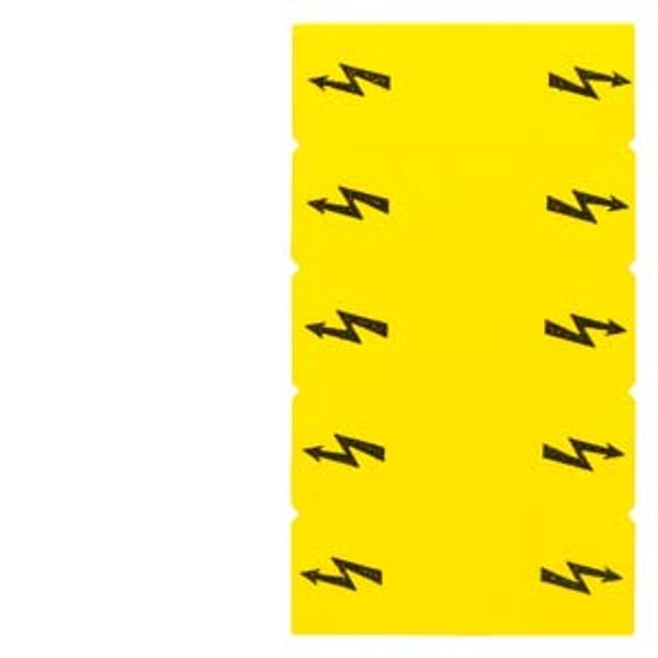 Inscription label, with warning arrow, vertical, terminal width: 12.2 mm, yellow image 1