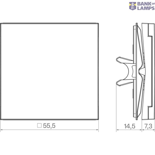 Rocker single, large text field, clear lens, A.x/C.x, light white glass. image 2