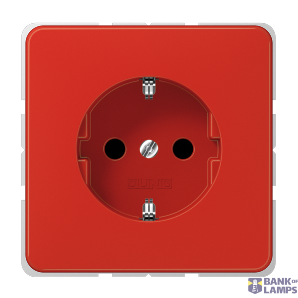 SCHUKO socket, 16 A 250 V ~, integrated increased contact protection, SAFETY+, thermoplastic, CD series, red image 1