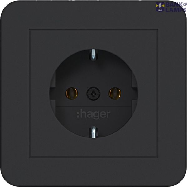 SCHUKO wall socket with cover plate, push-in type, C.1, matte night black image 1
