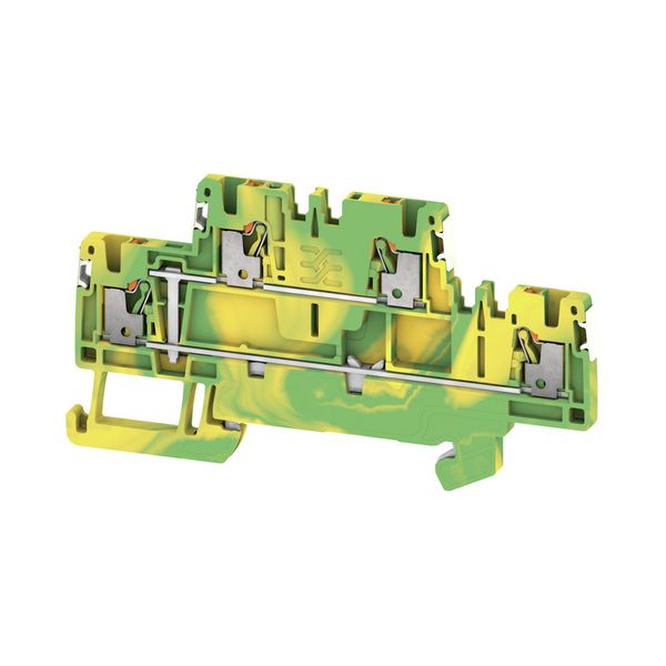 Double-tier terminal, PUSH IN, 1.5 mm², 500 V, Green/yellow image 1