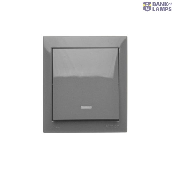 Splash-proof intermediate switch with indicator light without pictogram, IP44, 10AX, dark grey image 1