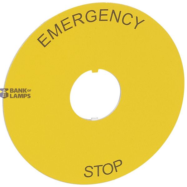 Osmoz legend plate - for mushroom head - round Ø80 - yellow -''EMERGENCY STOP'' image 2