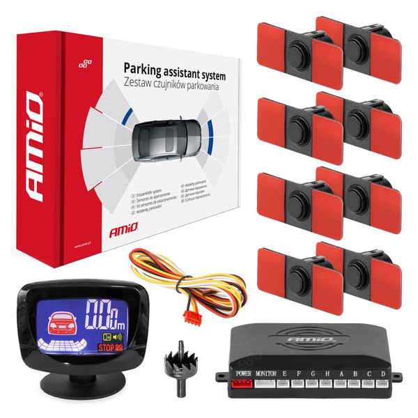 Parking assistant system LED-GRAF 8 sensor black inside mount 16,5mm image 1