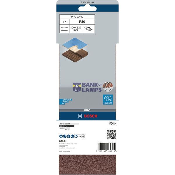 3-piece X440 sanding belt set 100 x 620 mm, 80 image 2