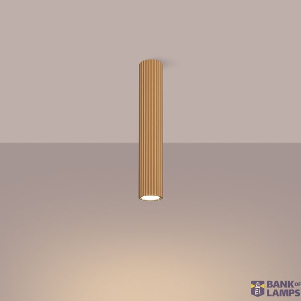 CYLINDRICAL CEILING LAMP 40 CM GOLD CARBON VERTICAL PATTERN GU10 image 10