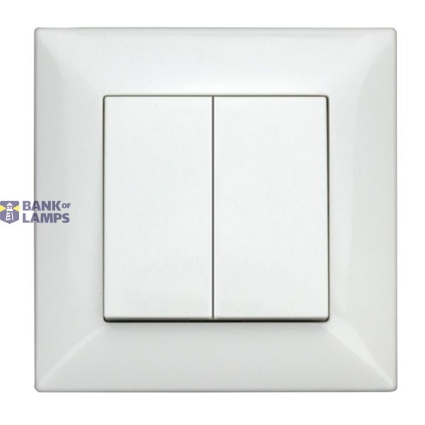 Two-gang One-way switch, complete, white, cage clamps image 1