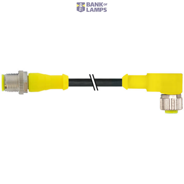 M12 male 0° / M12 female 90° A-cod. PUR 4x0.34 bk 15m image 2