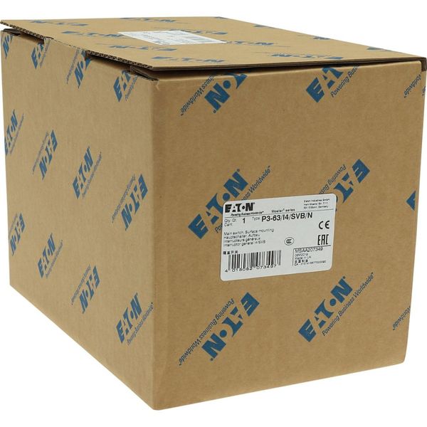 P3-63/I4/SVB/N Main switch, P3, 63 A, surface mounting, 3 pole + N, Emergency switching off function, With red rotary handle and yellow locking ring, Lockable in the image 39