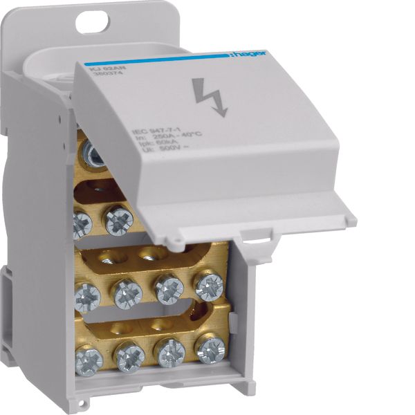 Distribution block 250A with cover 1pole 1x35-120²/1x1,5-50²/4x1,5-16² image 1