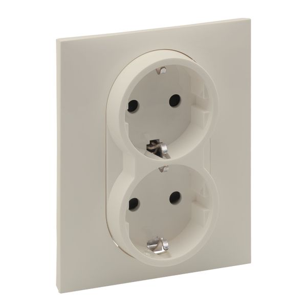2X2P+E SOCKET SCHUKO STANDARD AUTO TERMINALS SHUTTERED IVORY image 1