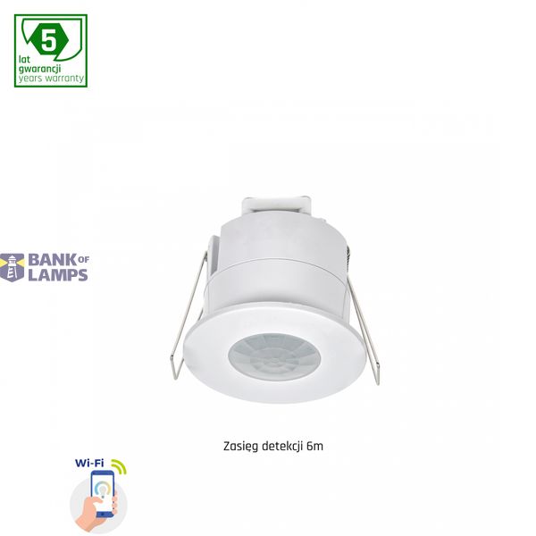 PIR SENSOR 360DEG 1,2KW 6M RECESSED IP20 230V WI-FI/BT SPECTRUM SMART image 1