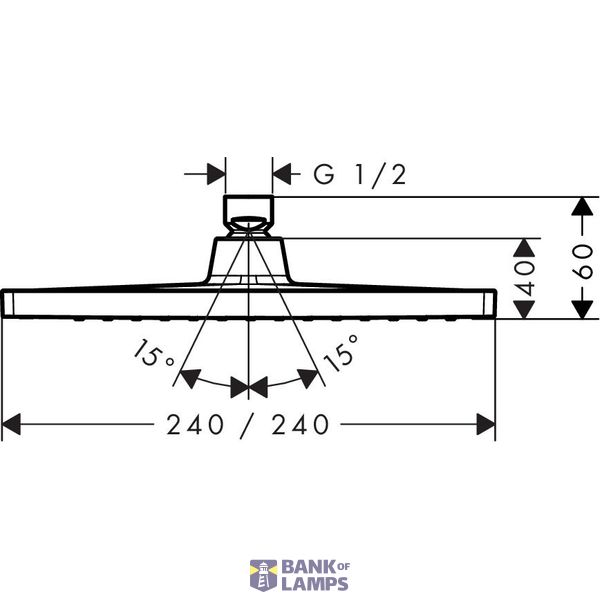 Crometta E 240 ceiling shower 1jet, chrome image 2
