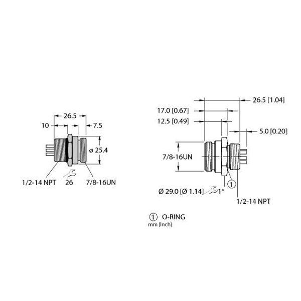 DeviceNet, 7/8″ Male Receptacle Front-Mounted   RSF 57 image 1