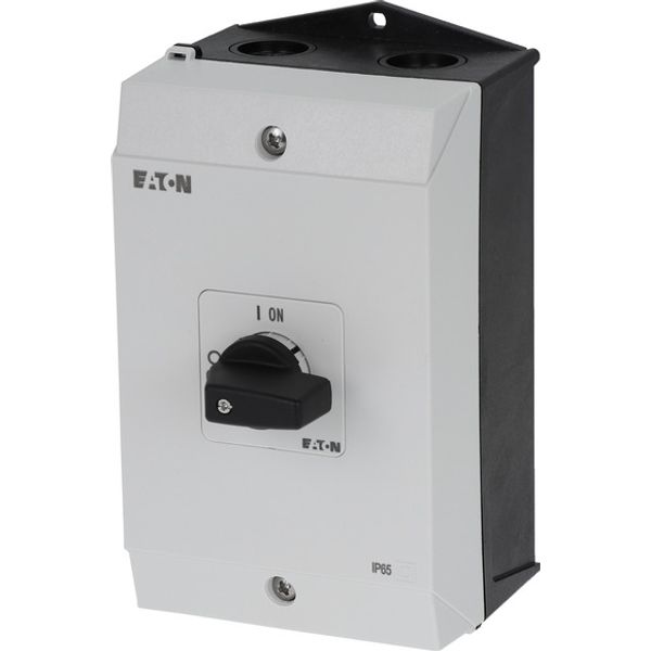 On-Off switch, P1, 40 A, surface mounting, 3 pole, 1 N/O, 1 N/C, with black thumb grip and front plate, hard knockout version image 3