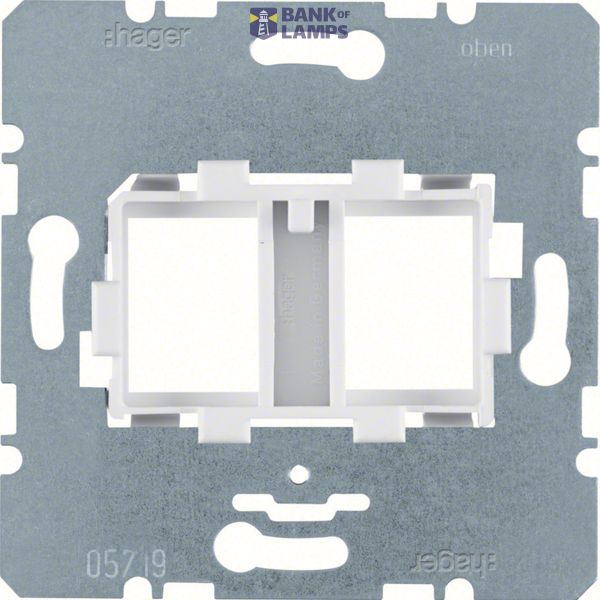 Mounting plate modular jacks, 2-way, white holder (14.9 x 20.7 mm) image 1