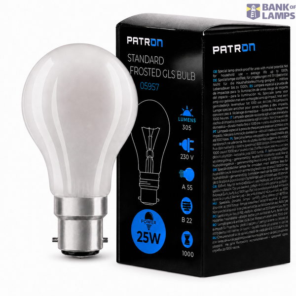 Incandescent Bulb 25W GLS Frosted B22 A55 image 1