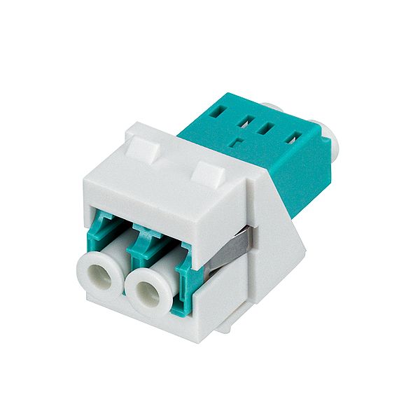 LC-D Keystone module, MM, OM3 (aqua), pure white (similar to RAL 9010) image 1