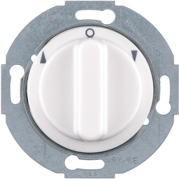 Rot. switch f. blinds 2pole centre plate, rot. knobs, 1930/glass, p.white gl. image 1