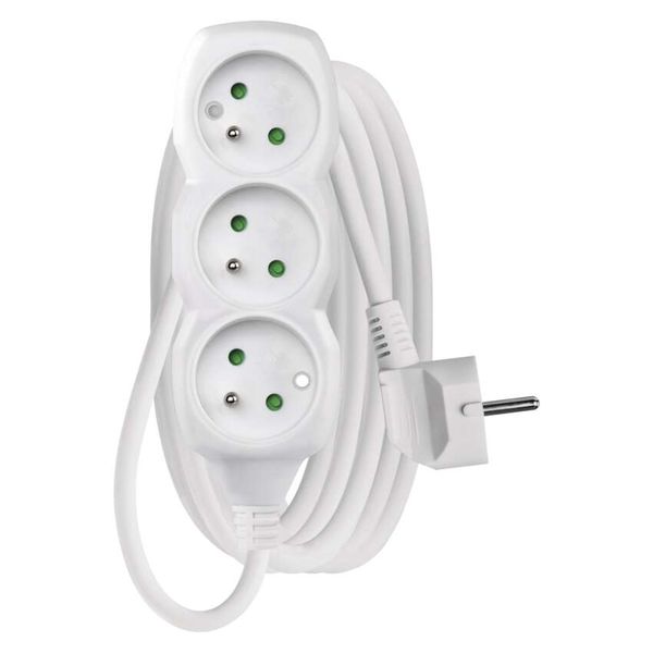 Extension Cord 3 m / 3 sockets / white / PVC / 1.5 mm2 image 1