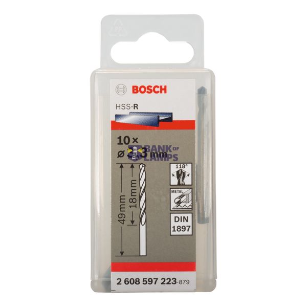 Stub drill bits, HSS-R, DIN 1897 3,3 x 20 x 49 mm 10 pcs. image 2