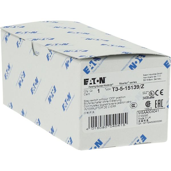T3-5-15139/Z Step switches, T3, 32 A, rear mounting, 5 contact unit(s), Contacts: 10, 45 °, maintained, Without 0 (Off) position, 1-5, Design number 15139 image 24
