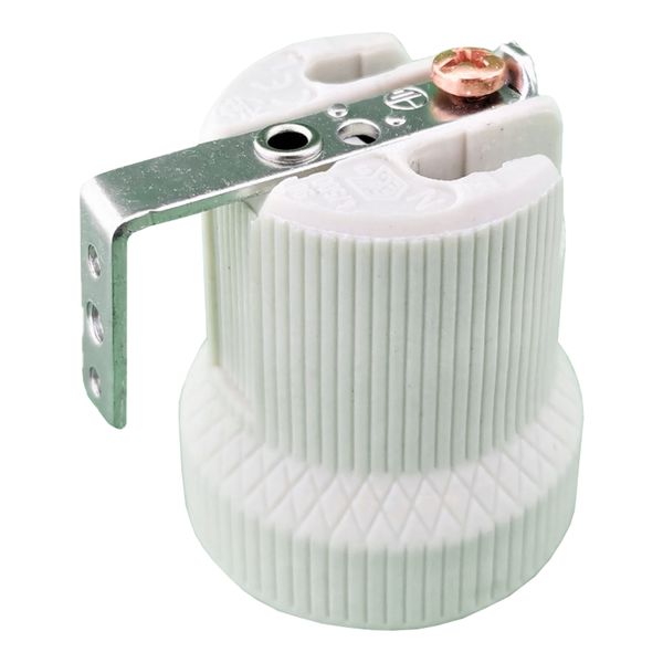 Lampholder E27 4A 500V Angle bracket + Earth image 1