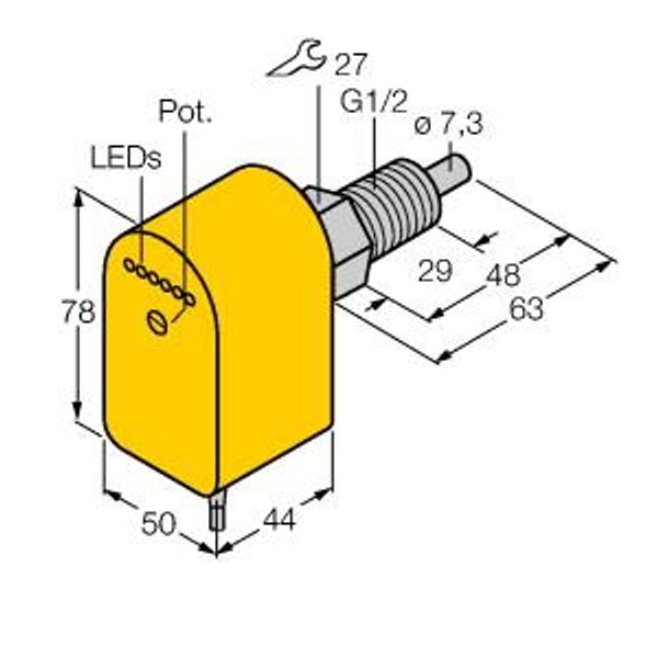 Flow Monitoring Immersion Sensor with Integrated Processor   FCS-GL1/2A4P-VRX/24VDC image 1