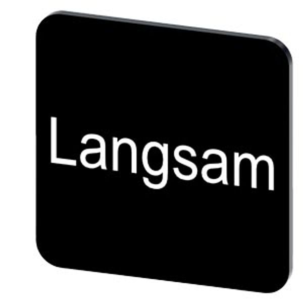 Labeling plate 22 x 22 mm, label black, labeling: Langsam image 1