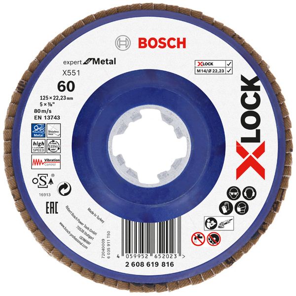disc X551 Zirconia Grit 60 125mm plastic straight. Bosch Line image 1