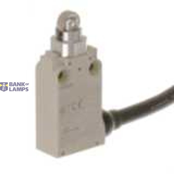 Small Safety Limit Switch, 2NC/2NO slow-action, roller plunger, 3 m cable, horizontal cable exit D4F 0023C image 1