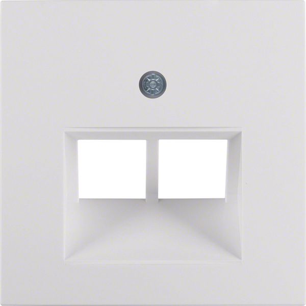 Centre plate for FCC soc. out. 2gang, S.1/B.3/B.7, p. white glossy image 1