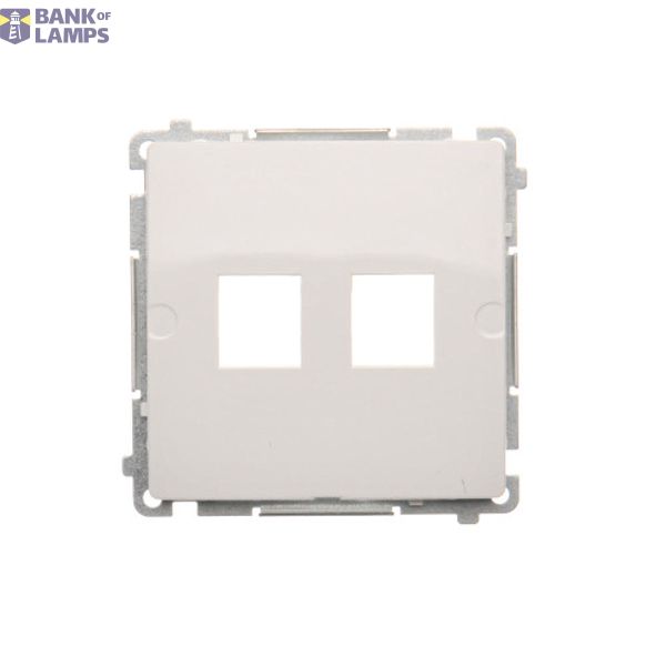 Double Keystone flat IT/telephone socket cover, (module), white image 1