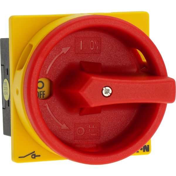 T0-1-102/E/SVB Main switch, T0, 20 A, flush mounting, 1 contact unit(s), 2 pole, Emergency switching off function, With red rotary handle and yellow locking ring image 16