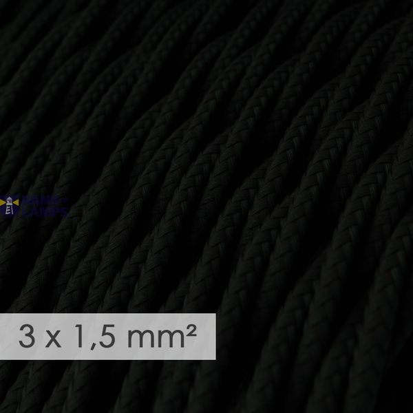 Large section electric cable 3x1,50 twisted - covered by rayon Black TM04 image 2
