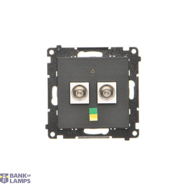 Double equipontential socket, module, black matt image 1