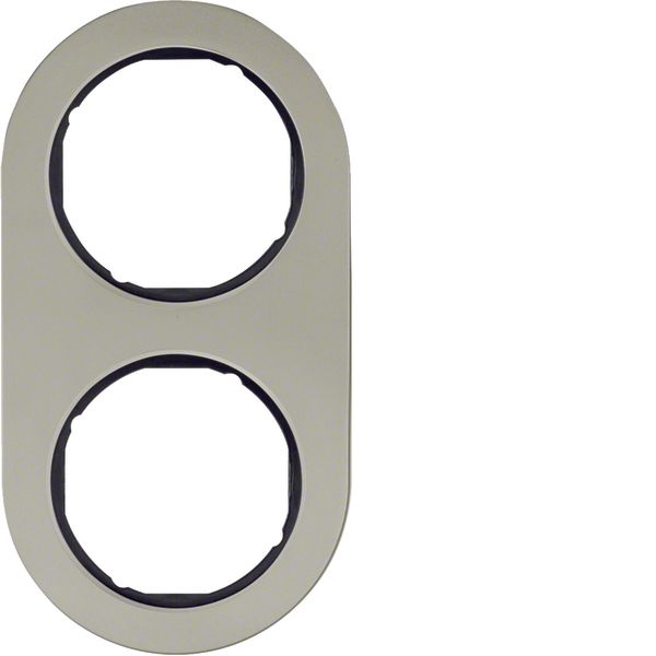 Frame 2gang, R.classic, stainless steel/black, metal matt finish image 1