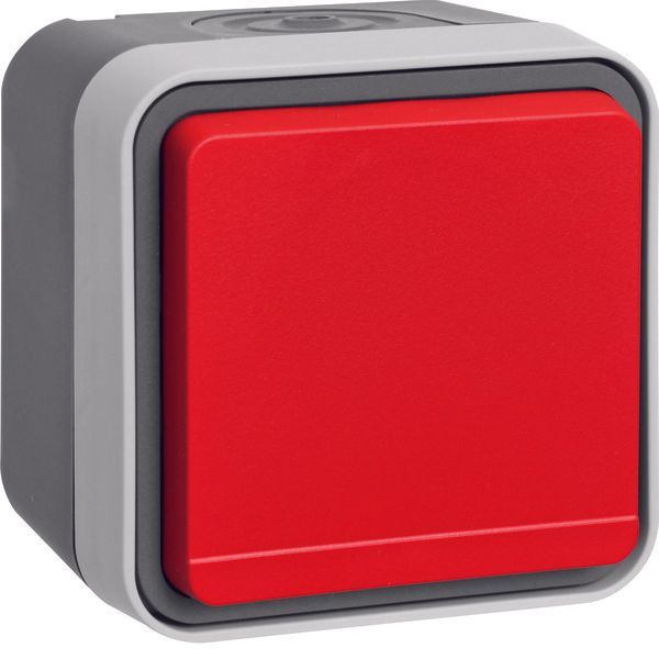 SCHUKO soc. out. red hinged cover surface-mtd, W.1, grey/light grey ma image 1