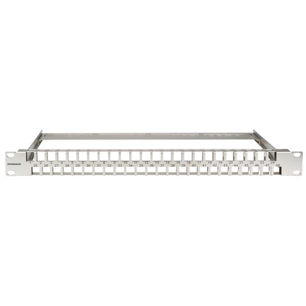 Patchpanel 19" empty for 48 modules (SFB), 1U, stainless image 1