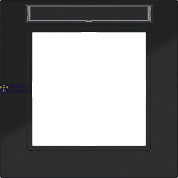 Cover frame single, text field, A.1, night black glossy image 1
