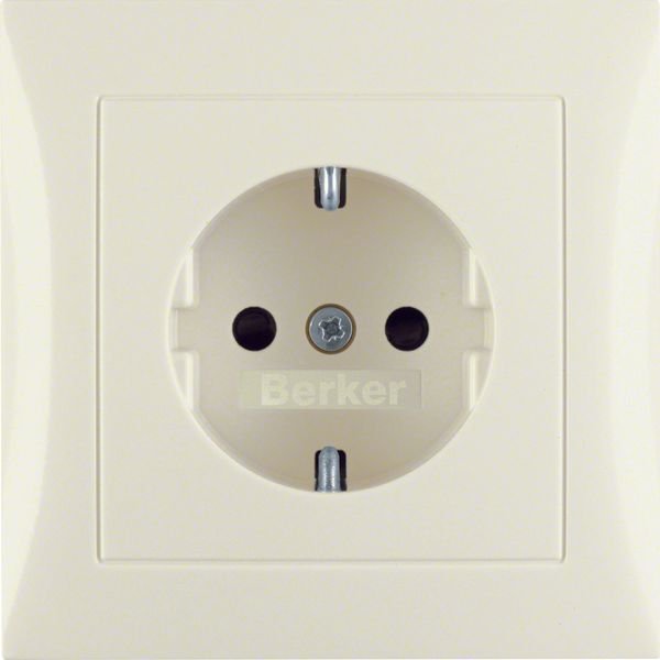 SCHUKO soc. out. cover plate, enhncd contact prot., S.1, white glossy image 1