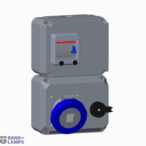 Switched interlocked socket-outlet with RCD, 6h, 30mA, 63A, IP67, 2P+E image 1