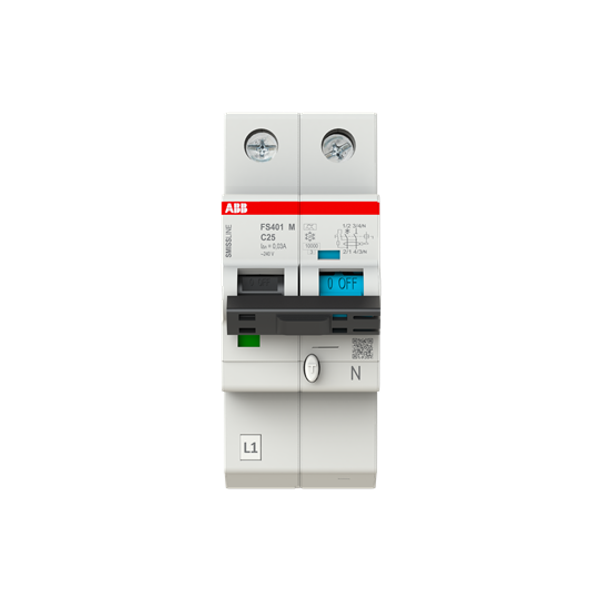 Earth Leakage Protection with Overcurrent Protection C Kar, 25A, 30mA, 10kA 1P+Prov. N image 1